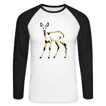 le cerf - T-shirt baseball manches longues Homme - blanc/noir - Devant - Nik (191cm)