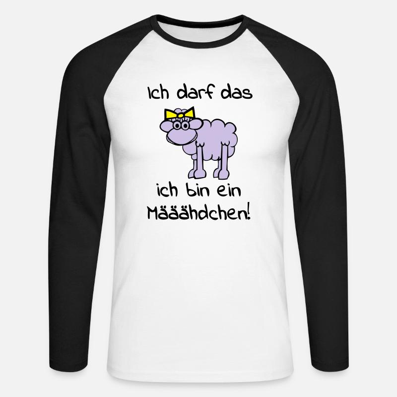 maeaeaehdchen_darf_das_3f - Unisex Baseballshirt langarm - Weiß/Schwarz