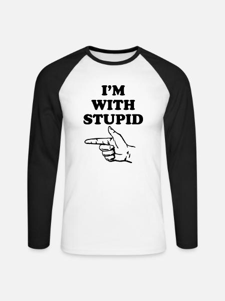 I'm with stupid - Unisex Baseballshirt langarm - Weiß/Schwarz