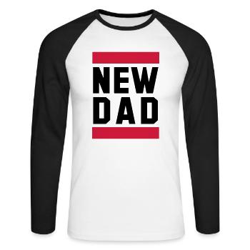 NEW DAD Funny Pregnancy Design - Unisex Baseballshirt langarm - Weiß/Schwarz - Vorne - Nik (191cm)