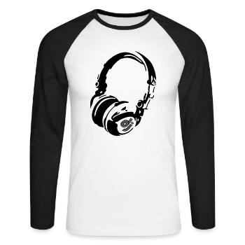 DJ Headphones for Bright Shirts - Unisex Long Sleeve Baseball T-Shirt - white/black - Front - Nik (191cm)