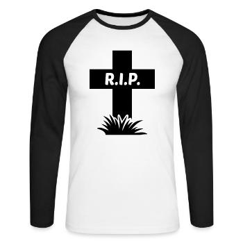 rip_f1 - Unisex Baseballshirt langarm - Weiß/Schwarz - Vorne - Nik (191cm)