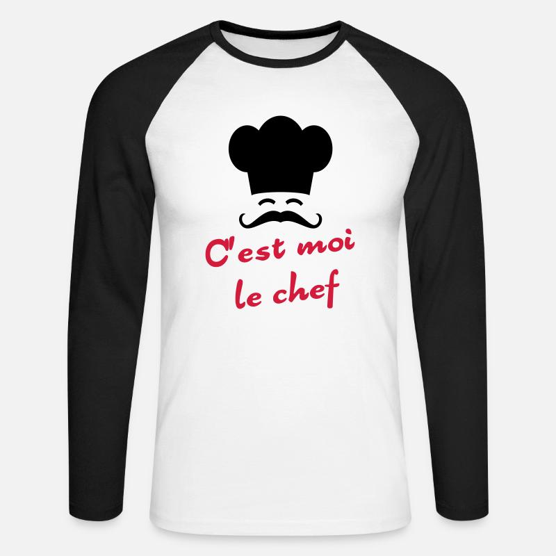 C'est moi le chef - Unisex Baseballshirt langarm - Weiß/Schwarz