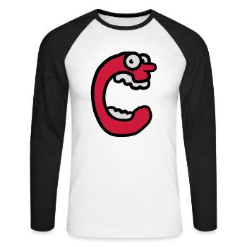 Grimace de lettre C crier Monster - T-shirt baseball manches longues Homme - blanc/noir - Devant - Nik (191cm)