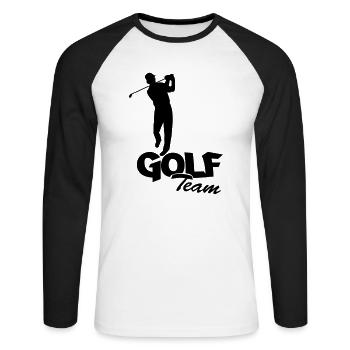golfer_team1 - Unisex Baseballshirt langarm - Weiß/Schwarz - Vorne - Nik (191cm)
