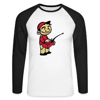 modell Kind mit Modellfunksteuerung - Unisex Baseballshirt langarm - Weiß/Schwarz - Vorne - Nik (191cm)