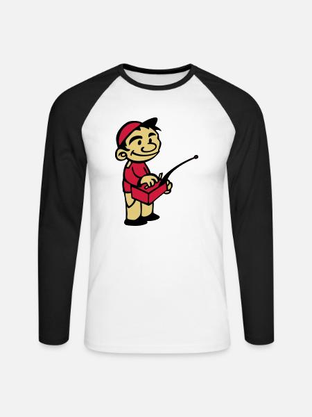 modell Kind mit Modellfunksteuerung - Unisex Baseballshirt langarm - Weiß/Schwarz