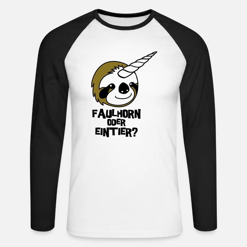 Faulhorn oder Eintier - Unisex Baseballshirt langarm - Weiß/Schwarz