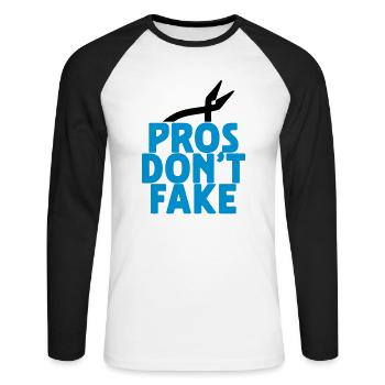 pros don't fake - Unisex Baseballshirt langarm - Weiß/Schwarz - Vorne - Nik (191cm)