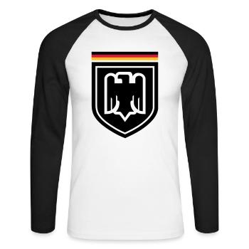 Germany Eagle Badge 01 - Unisex Long Sleeve Baseball T-Shirt - white/black - Front - Nik (191cm)