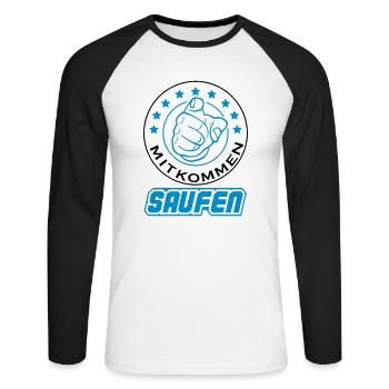 saufen_2 - Unisex Baseballshirt langarm - Weiß/Schwarz - Vorne - Nik (191cm)