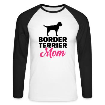 Border Terrier - T-shirt baseball manches longues Homme - blanc/noir - Devant - Nik (191cm)