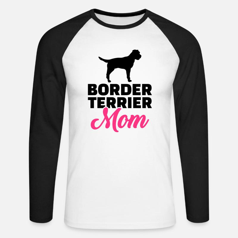 Border Terrier - Unisex Baseballshirt langarm - Weiß/Schwarz