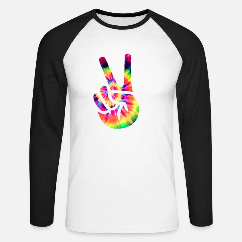 Friedenszeichen Hand - Unisex Baseballshirt langarm - Weiß/Schwarz