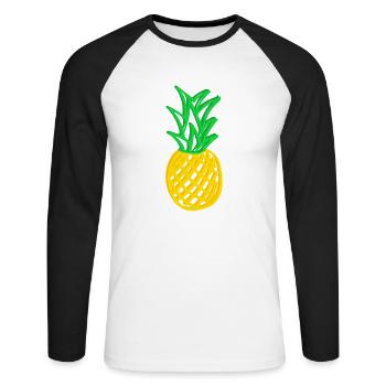 pineapple - Unisex Long Sleeve Baseball T-Shirt - white/black - Front - Nik (191cm)