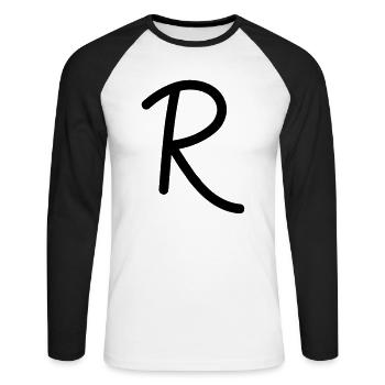 R - Unisex Long Sleeve Baseball T-Shirt - white/black - Front - Nik (191cm)