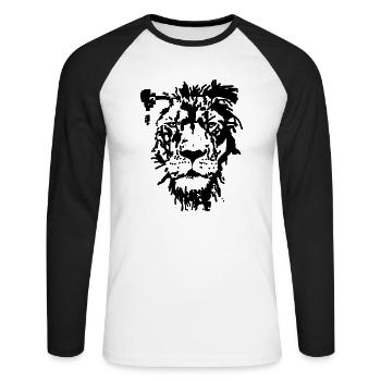 Lion - Unisex Baseballshirt langarm - Weiß/Schwarz - Vorne - Nik (191cm)