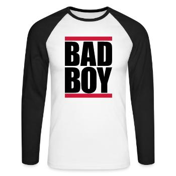 Beam Bad Boy - T-shirt baseball manches longues Homme - blanc/noir - Devant - Nik (191cm)