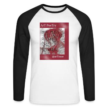 Collection ArtPoeTry - Unisex Baseballshirt langarm - Weiß/Schwarz - Vorne - Nik (191cm)