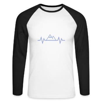 Herzschlag Berg - Unisex Baseballshirt langarm - Weiß/Schwarz - Vorne - Nik (191cm)