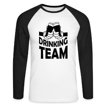 Friends Drinking Team Beer - Unisex Long Sleeve Baseball T-Shirt - white/black - Front - Nik (191cm)