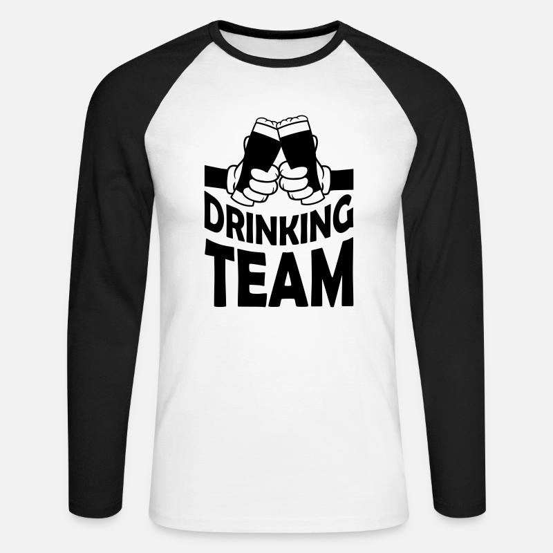 Freunde Drinking Team Bier - Unisex Baseballshirt langarm - Weiß/Schwarz