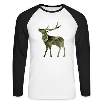 Cerf - T-shirt baseball manches longues Homme - blanc/noir - Devant - Nik (191cm)