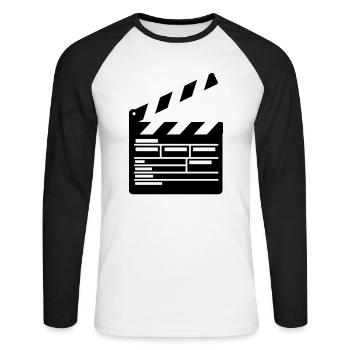 Filmklappe Regie führen Kino - Unisex Baseballshirt langarm - Weiß/Schwarz - Vorne - Nik (191cm)