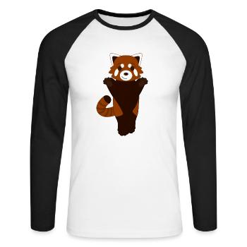 Roter Panda stehend - Unisex Baseballshirt langarm - Weiß/Schwarz - Vorne - Nik (191cm)