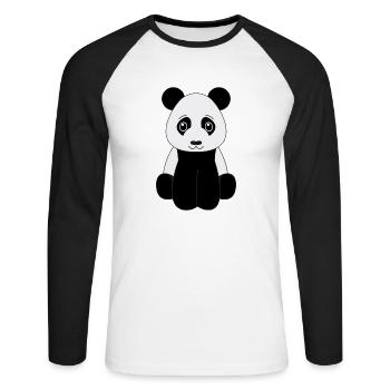 panda - Unisex Long Sleeve Baseball T-Shirt - white/black - Front - Nik (191cm)