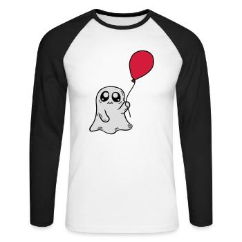 L’ doux tient le ballon - T-shirt baseball manches longues Homme - blanc/noir - Devant - Nik (191cm)