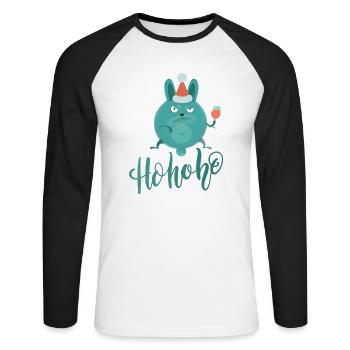 Merry Christmas - Unisex Baseballshirt langarm - Weiß/Schwarz - Vorne - Nik (191cm)