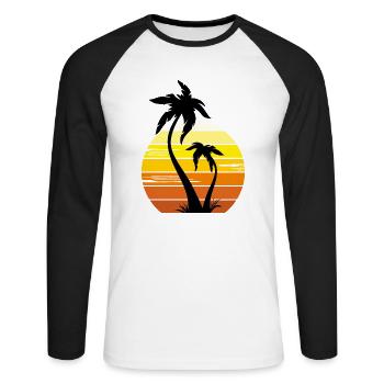 Palm trees at sunset - Unisex Long Sleeve Baseball T-Shirt - white/black - Front - Nik (191cm)