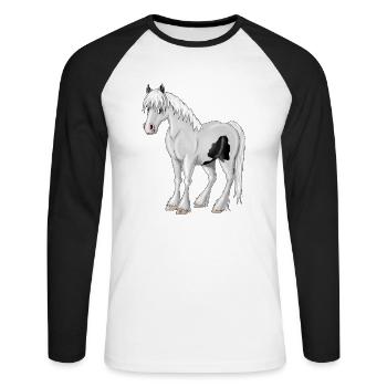 Trinker - Unisex Baseballshirt langarm - Weiß/Schwarz - Vorne - Nik (191cm)