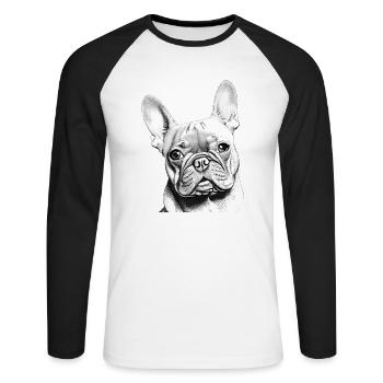 Chiens bouledogue chien propriétaire de chien propriétaire de chien propriétaire de chien - T-shirt baseball manches longues Homme - blanc/noir - Devant - Nik (191cm)