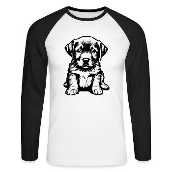 Hundewelpe Labrador Retriever Labradorbesitzer - Unisex Baseballshirt langarm - Weiß/Schwarz - Vorne - Nik (191cm)
