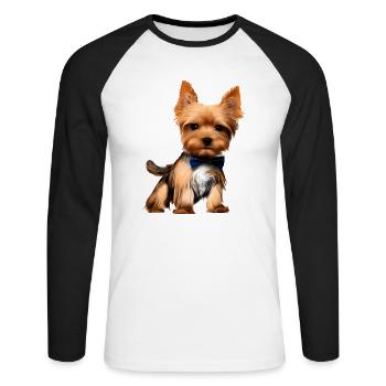 Dog Owner Yorkshire Terrier Puppy Dog - Unisex Long Sleeve Baseball T-Shirt - white/black - Front - Nik (191cm)