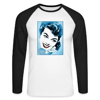 Hello - Unisex Baseballshirt langarm - Weiß/Schwarz - Vorne - Nik (191cm)