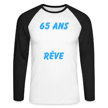 65 ans et toujours un corps de rêve - T-shirt baseball manches longues Homme - blanc/noir - Devant - Nik (191cm)
