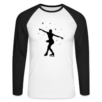Patineur sur glace Patinage sur glace 02 - T-shirt baseball manches longues Homme - blanc/noir - Devant - Nik (191cm)