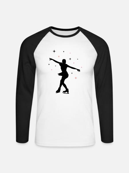 eisläuferin eislaufen skating 02 - Unisex Baseballshirt langarm - Weiß/Schwarz