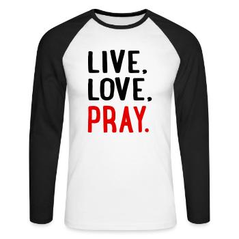 pray - Unisex Long Sleeve Baseball T-Shirt - white/black - Front - Nik (191cm)