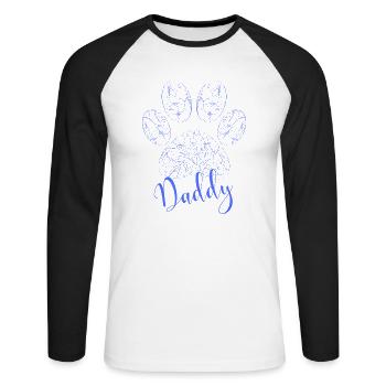 Pfotenabdruck - Dog Daddy - Unisex Baseballshirt langarm - Weiß/Schwarz - Vorne - Nik (191cm)