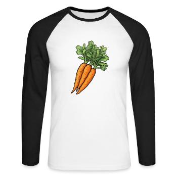 Möhren Bund - Unisex Baseballshirt langarm - Weiß/Schwarz - Vorne - Nik (191cm)