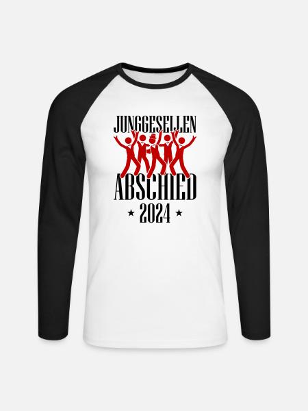 Junggesellenabschied 2024 - Unisex Baseballshirt langarm - Weiß/Schwarz