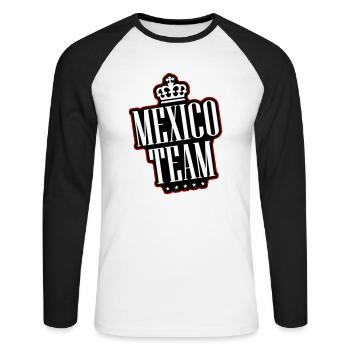 Mexico Team - Unisex Long Sleeve Baseball T-Shirt - white/black - Front - Nik (191cm)