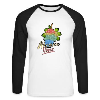 Elsass Vibes - Unisex Baseballshirt langarm - Weiß/Schwarz - Vorne - Nik (191cm)
