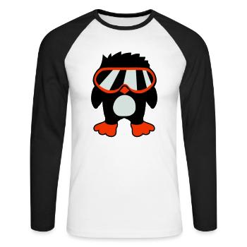 Penguin Bird Cool Ski Goggles DJ Fun Little Bird - Unisex Long Sleeve Baseball T-Shirt - white/black - Front - Nik (191cm)