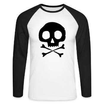 Schädel und Knochen - Unisex Baseballshirt langarm - Weiß/Schwarz - Vorne - Nik (191cm)