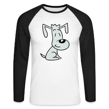 chien assis mignon petit chiot heureux animal de compagnie - T-shirt baseball manches longues Homme - blanc/noir - Devant - Nik (191cm)